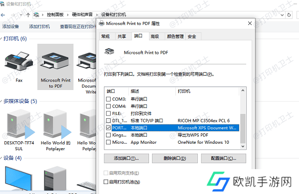 检查打印机端口设置